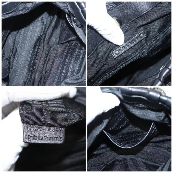 CELINE Hand Bag Leather 2way Black Silver Auth - Picture 15 of 16